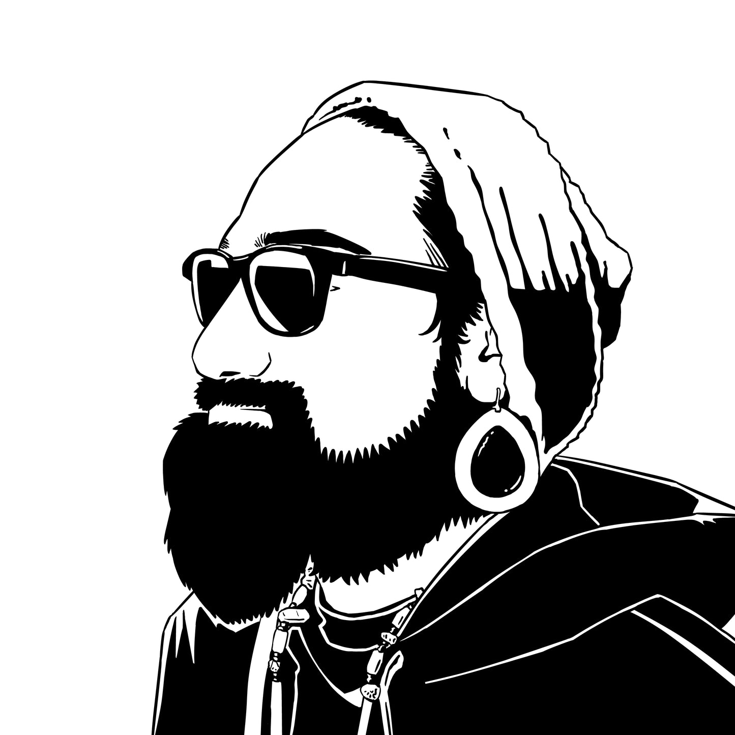 Digital Portrait - Black & White Vector Illustration