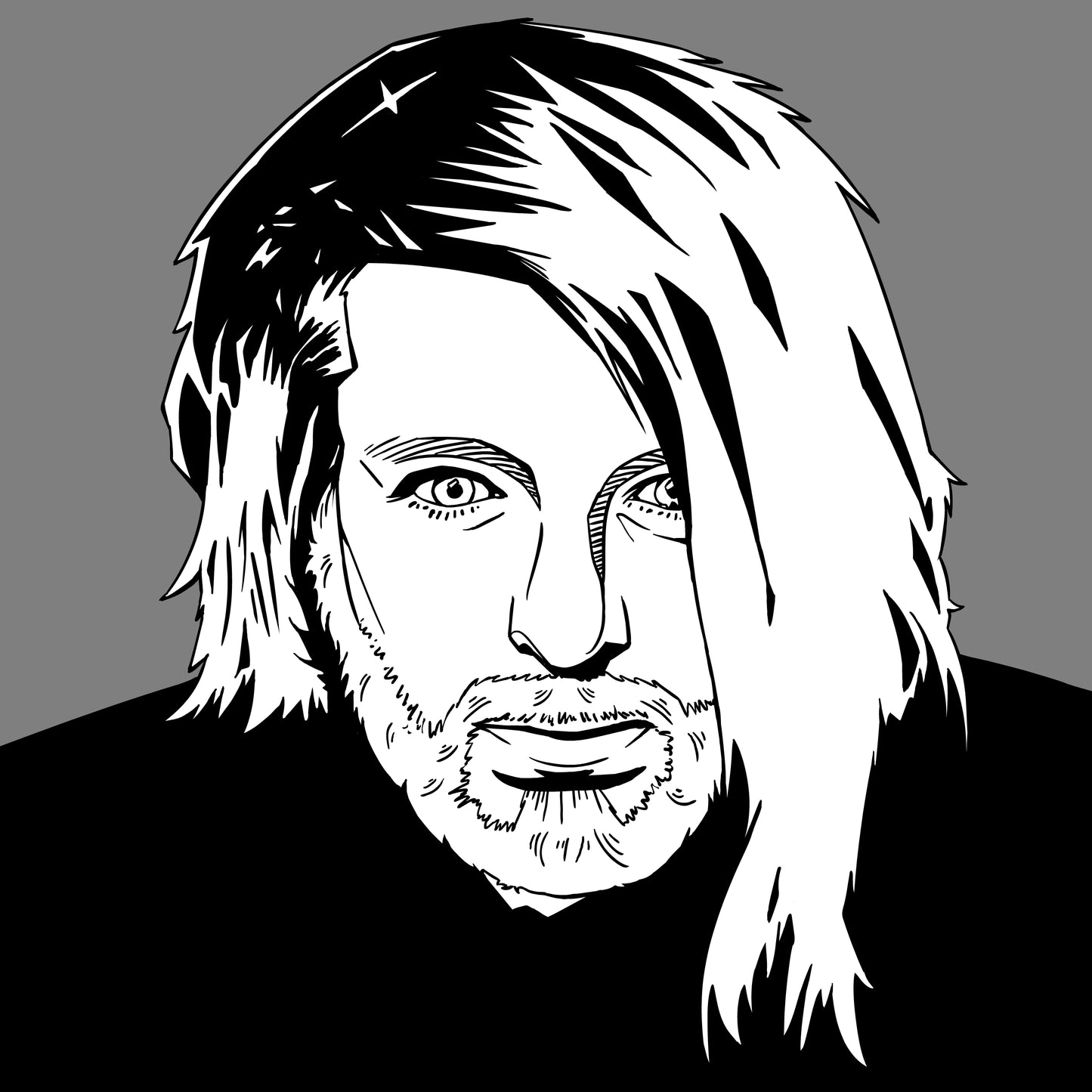 Digital Portrait - Black & White Vector Illustration